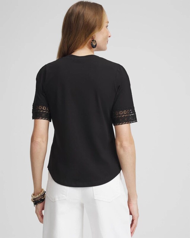 Trim Detail V-neck Tee - image 3